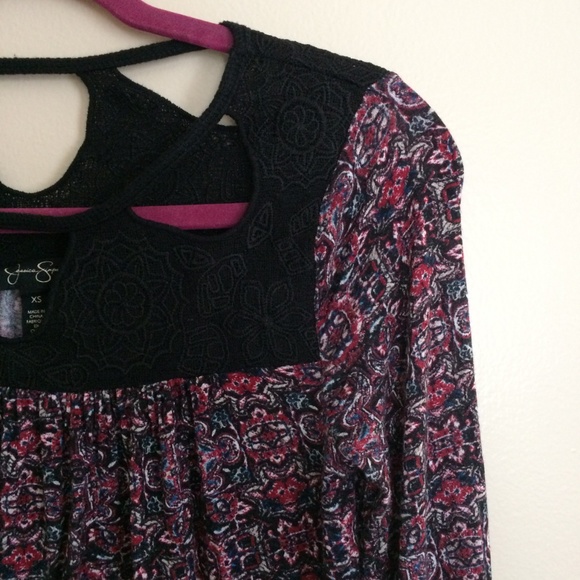 Jessica Simpson Lace Cutout Flowy Blouse - Picture 4 of 6